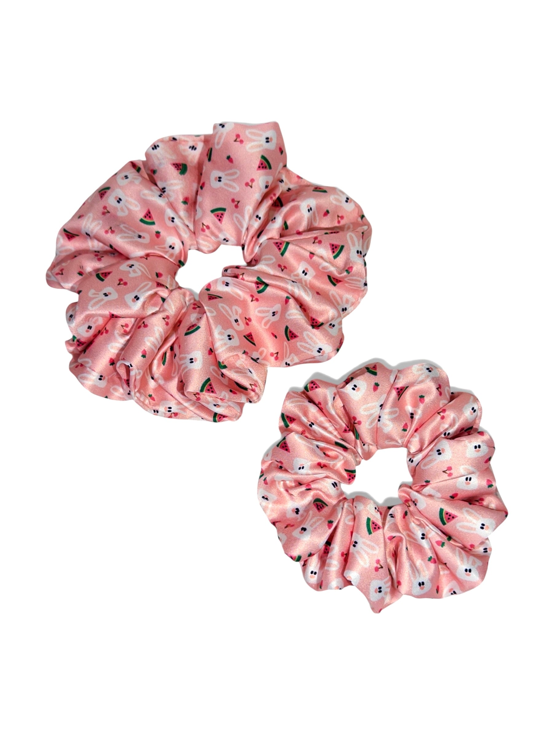 Bunny Loves Watermelon- Skinny Handmade Scrunchie