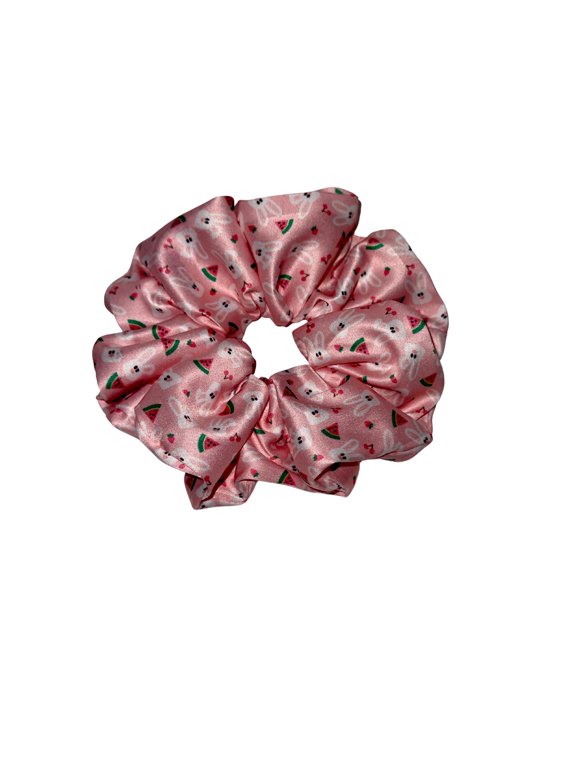Bunny Loves Watermelon- Skinny Handmade Scrunchie